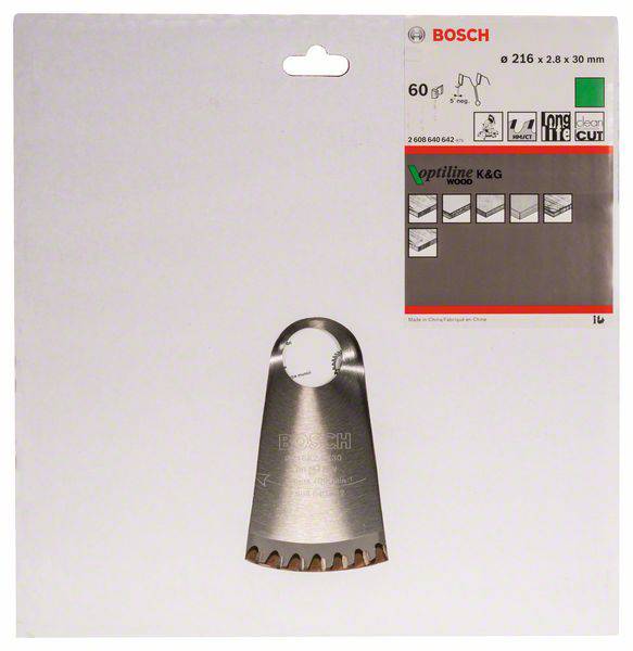 Bosch Accessories Optiline 2608640642 Hartmetall Kreissägeblatt 216 x 30 x 2.8mm Zähneanzahl: 60 1St.