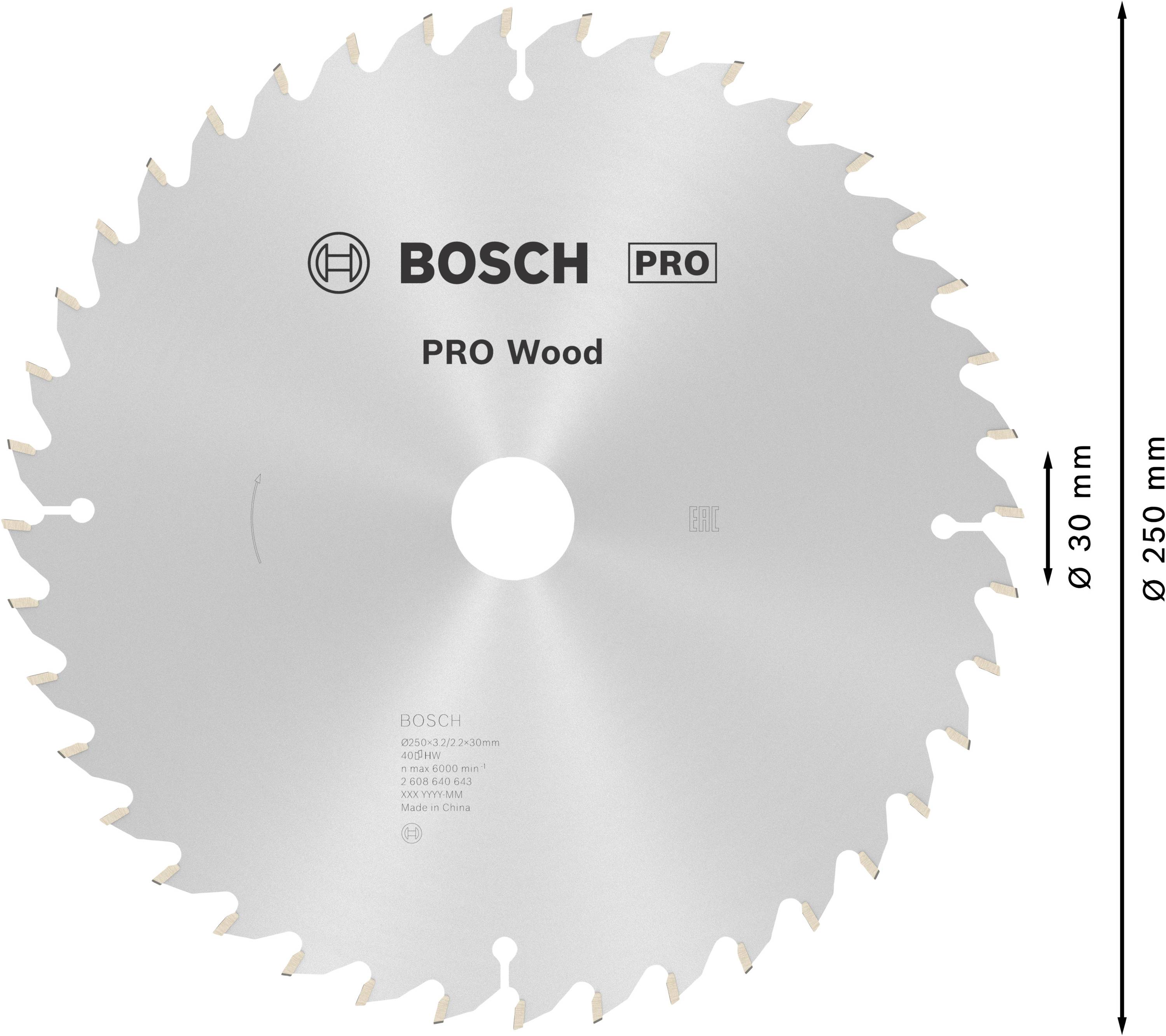 Bosch Accessories Optiline 2608640643 Hartmetall Kreissägeblatt 250 x 30 x 3.2mm Zähneanzahl: 40 1St.