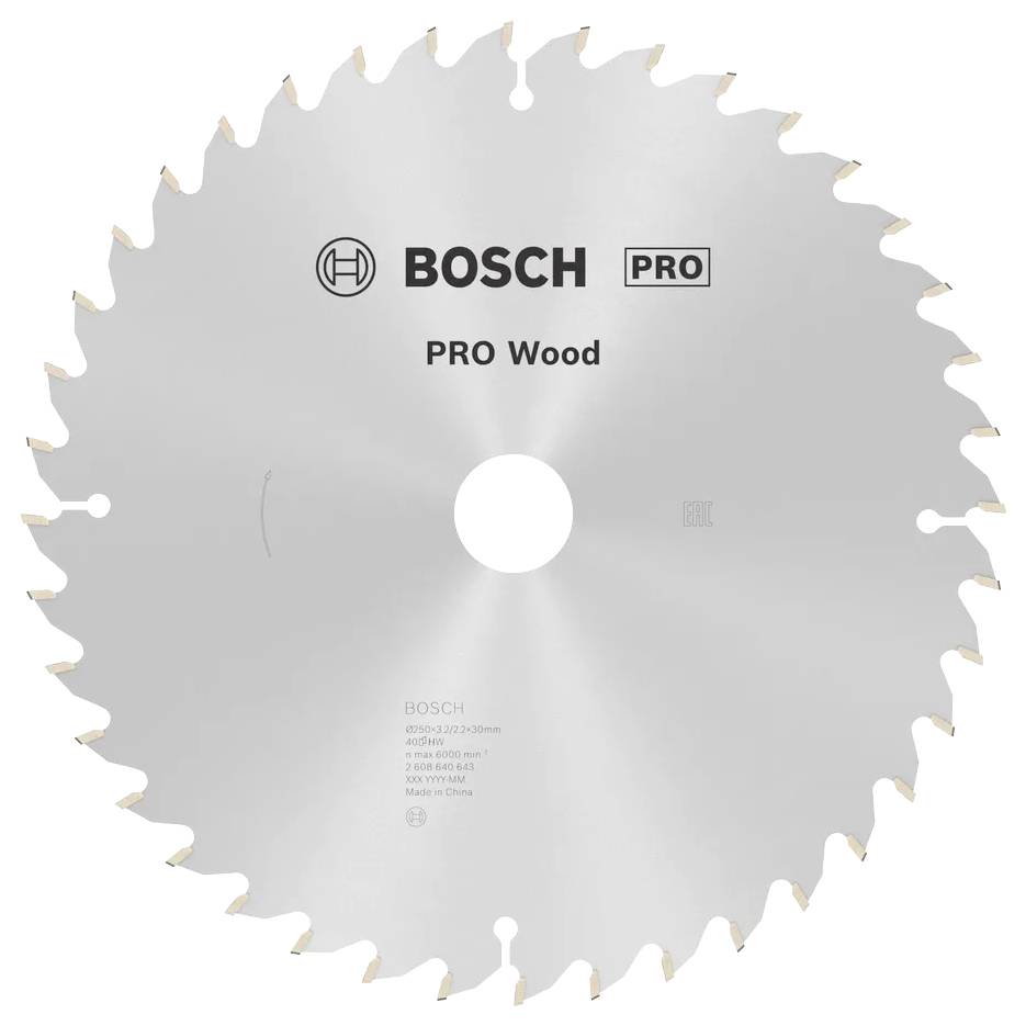 Eine Kreissägeblatt mit der Aufschrift „BOSCH PRO Wood