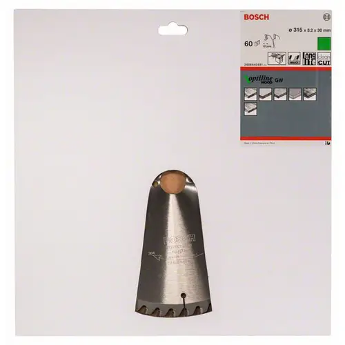 Bosch Accessories Optiline 2608640651 Hartmetall Kreissägeblatt 315 x 30 x 3.2 mm Zähneanzahl: 60 1 St. Bosch Accessories Optiline 2608640651 Hartmetall Kreissägeblatt 315 x 30 x 3.2 mm Zähneanzahl: 60 1 St.
