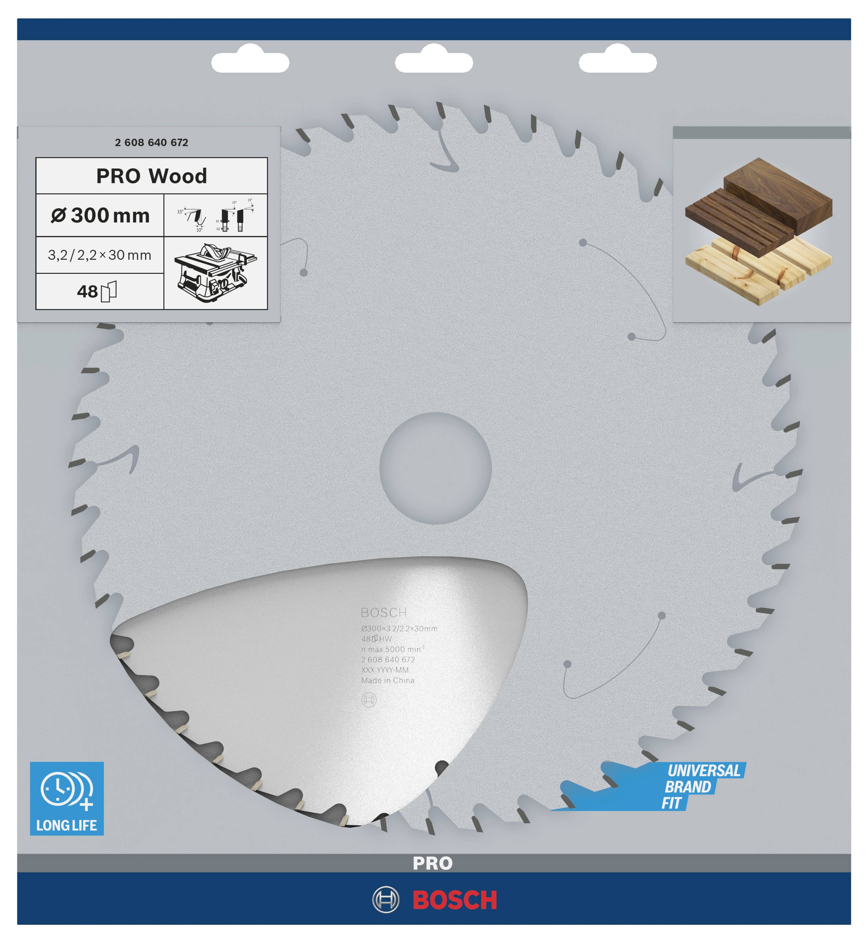 Kreissägeblatt für Holz, Durchmesser 300 mm, 48 Zähne, für präzises Schneiden. Geeignet für Bosch und Universal Brand.
