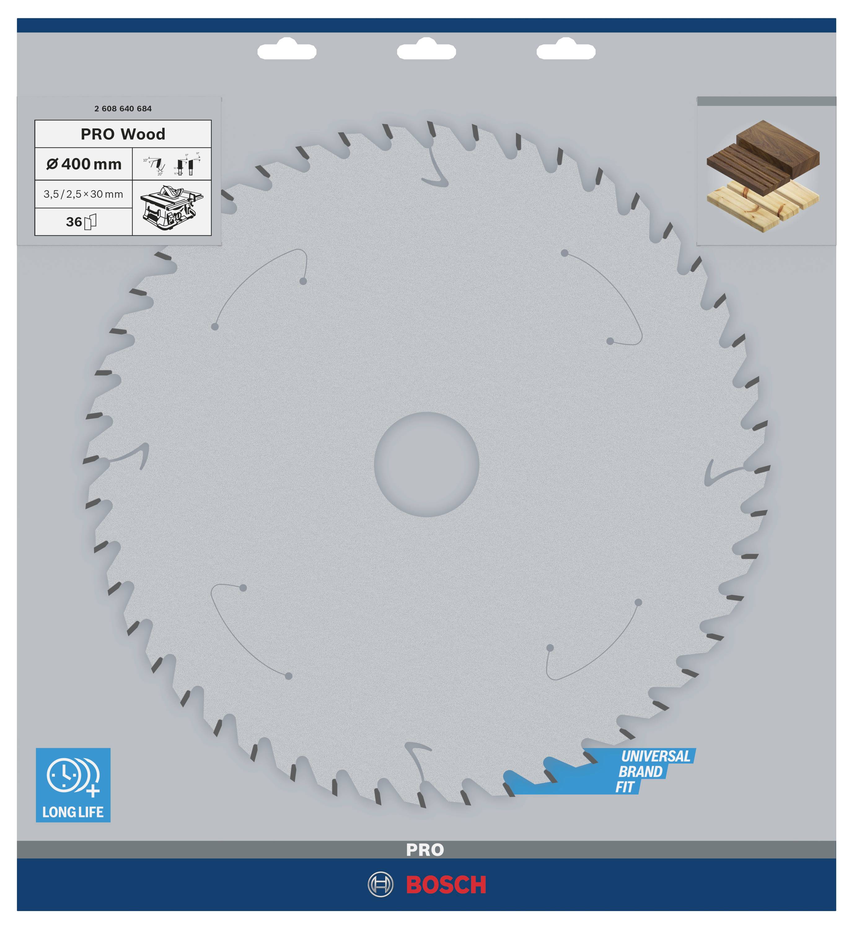 Bosch Accessories Standard for Wood Speed 2608640684 Hartmetall Kreissägeblatt 400 x 30 x 3.5mm Zähneanzahl: 36 1St.