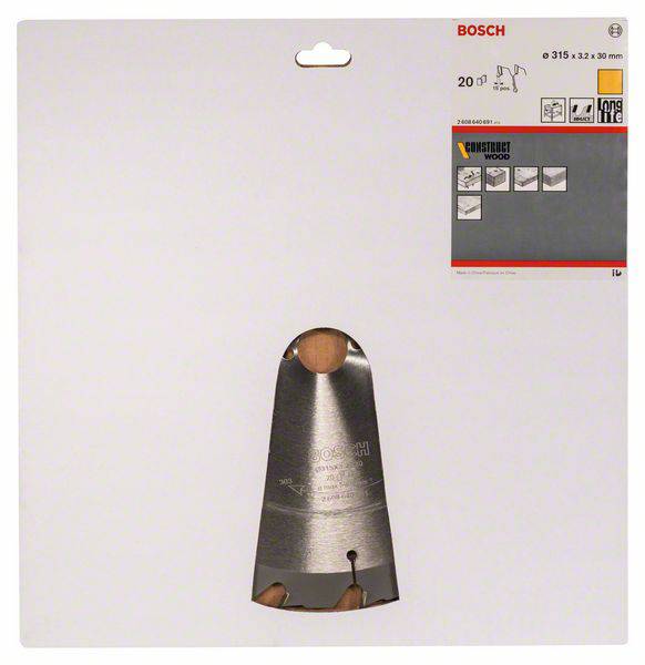 Bosch Accessories Construct Wood 2608640691 Hartmetall Kreissägeblatt 315 x 30 x 3.2mm Zähneanzahl: 20 1St.
