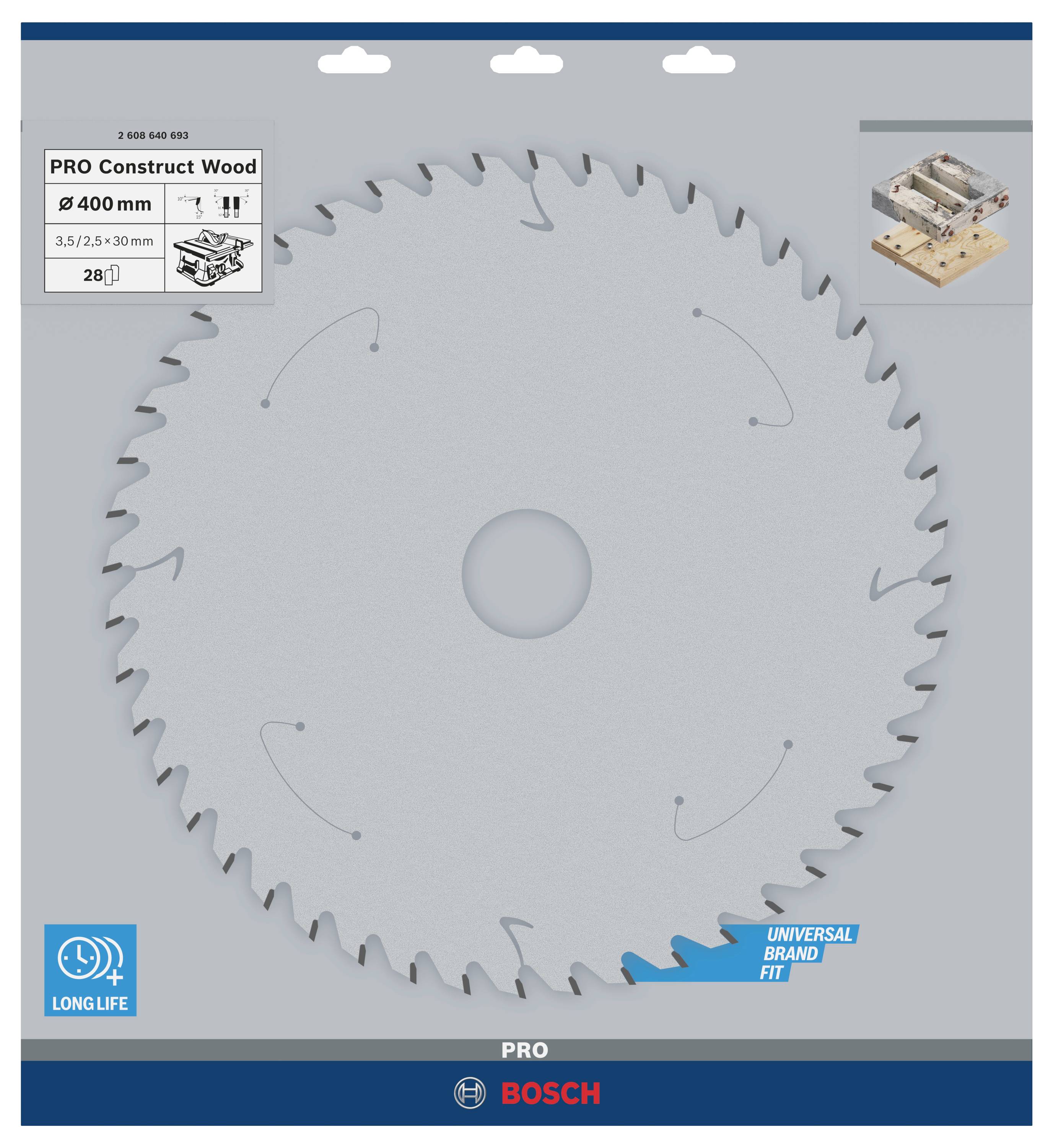 Bosch Accessories Construct Wood 2608640693 Hartmetall Kreissägeblatt 400 x 30 x 3.5mm Zähneanzahl: 28 1St.