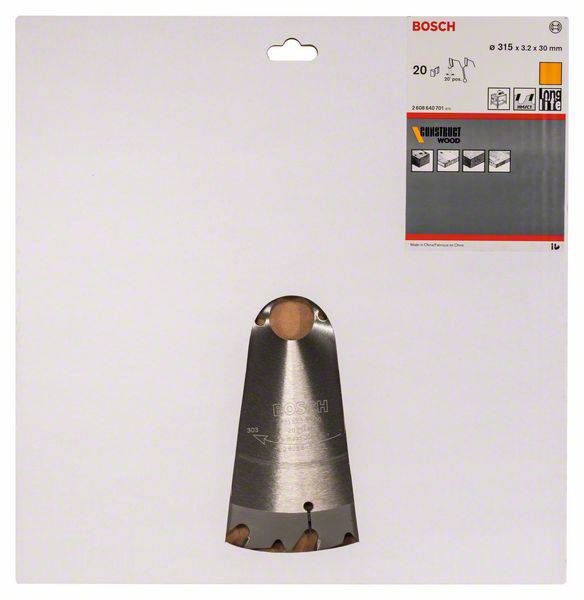Bosch Accessories Construct Wood 2608640701 Hartmetall Kreissägeblatt 315 x 30 x 3.2 mm Zähneanzahl: 20 1 St.