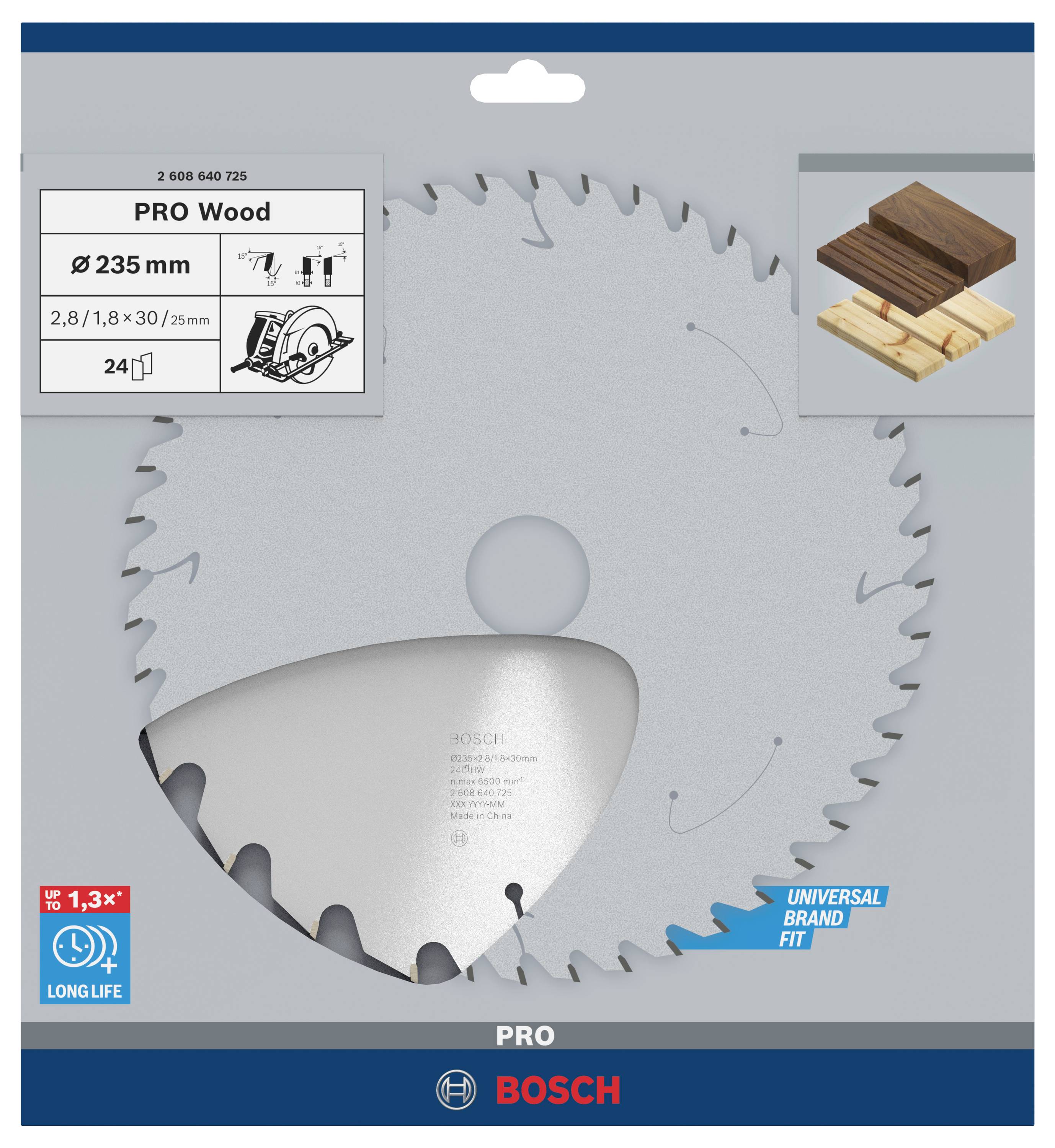 Bosch Accessories Optiline Wood 2608640725 Hartmetall Kreissägeblatt 235 x 30 x 2.8 mm Zähneanzahl: 24 1 St.