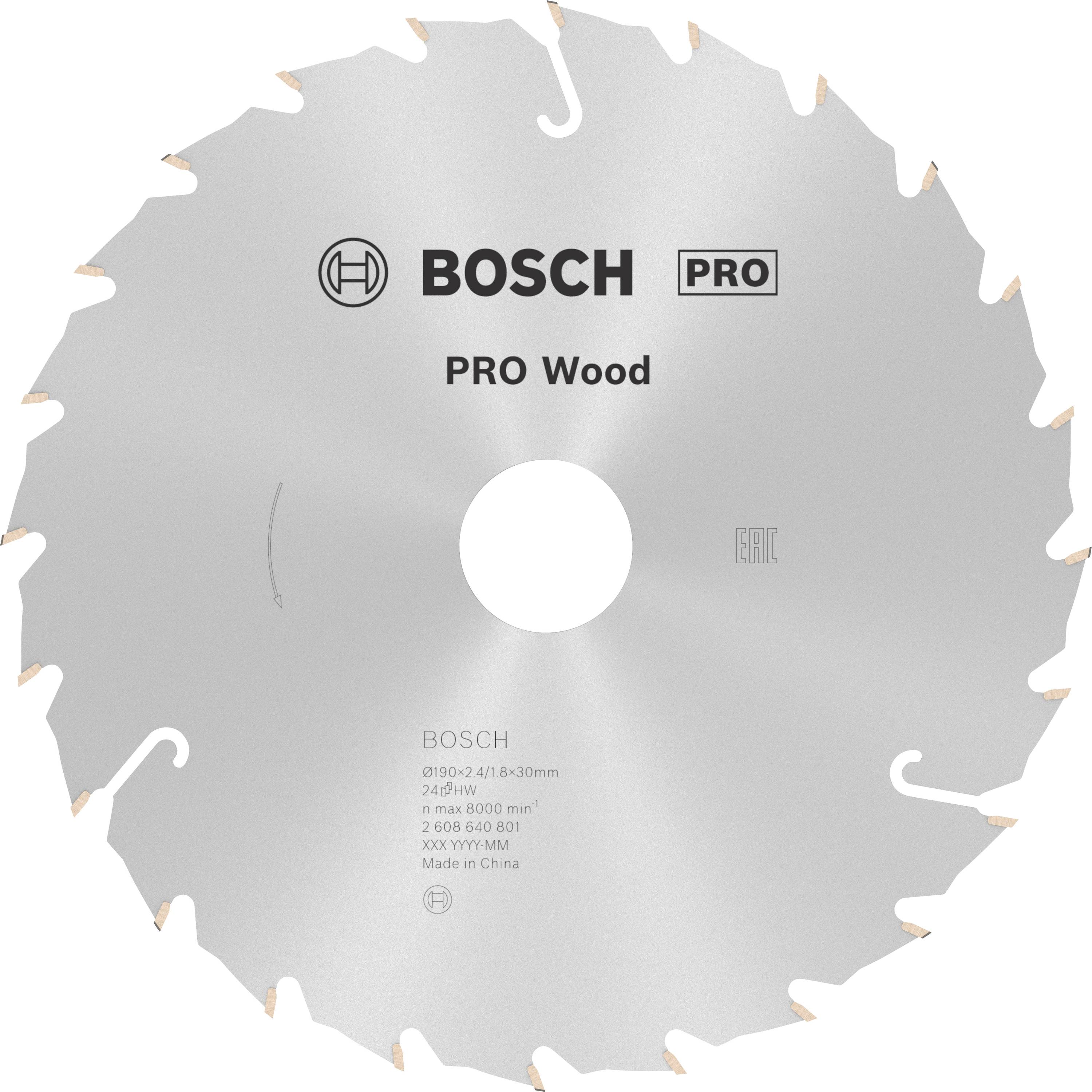 Kreissägeblatt von Bosch 'PRO Wood' für Holzarbeiten, Durchmesser 210 mm, Bohrung 30 mm, 48 Zähne.