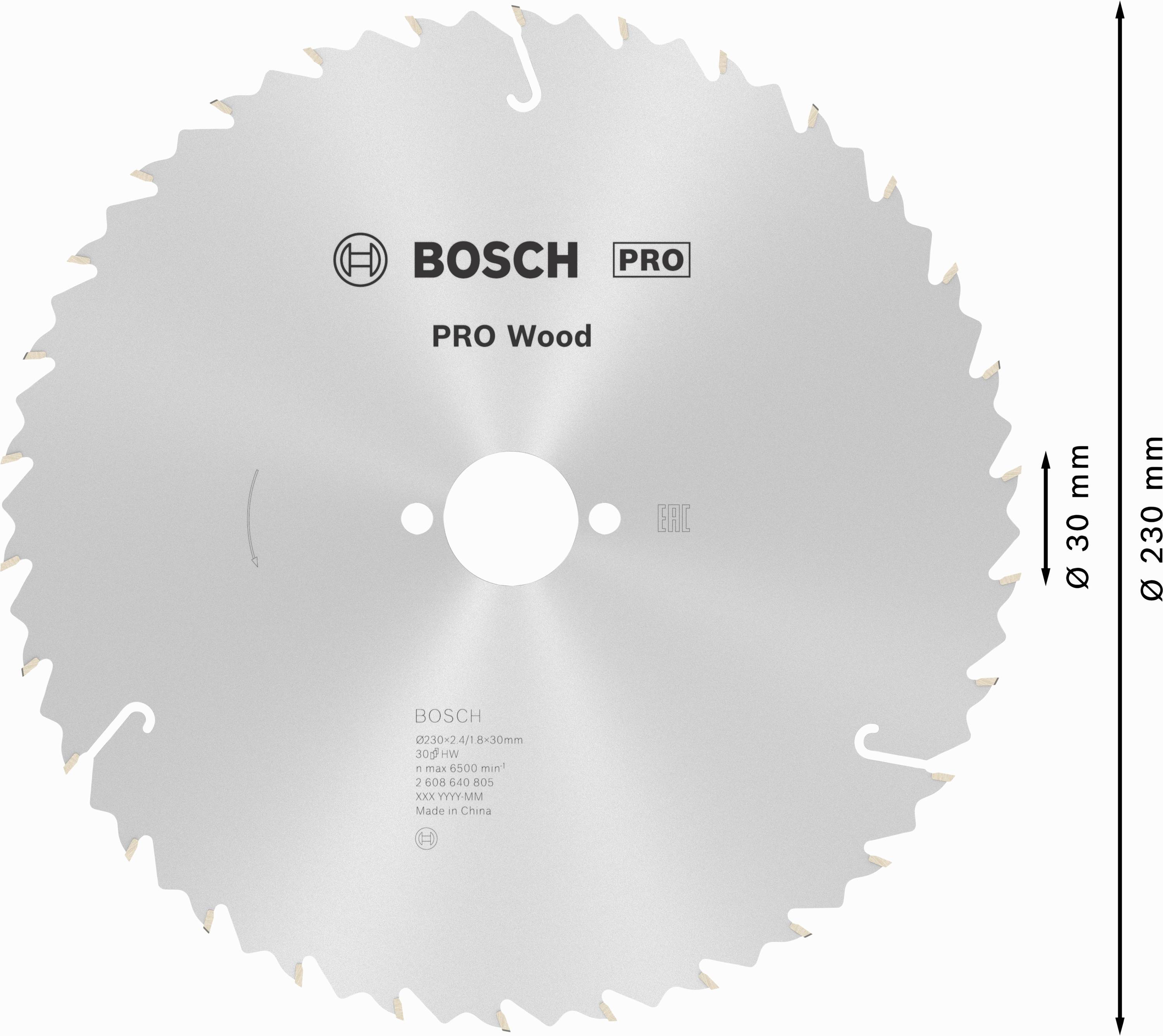 Bosch Accessories Standard for Wood Speed 2608640805 Hartmetall Kreissägeblatt 230 x 30 x 2.6mm Zähneanzahl: 30 1St.