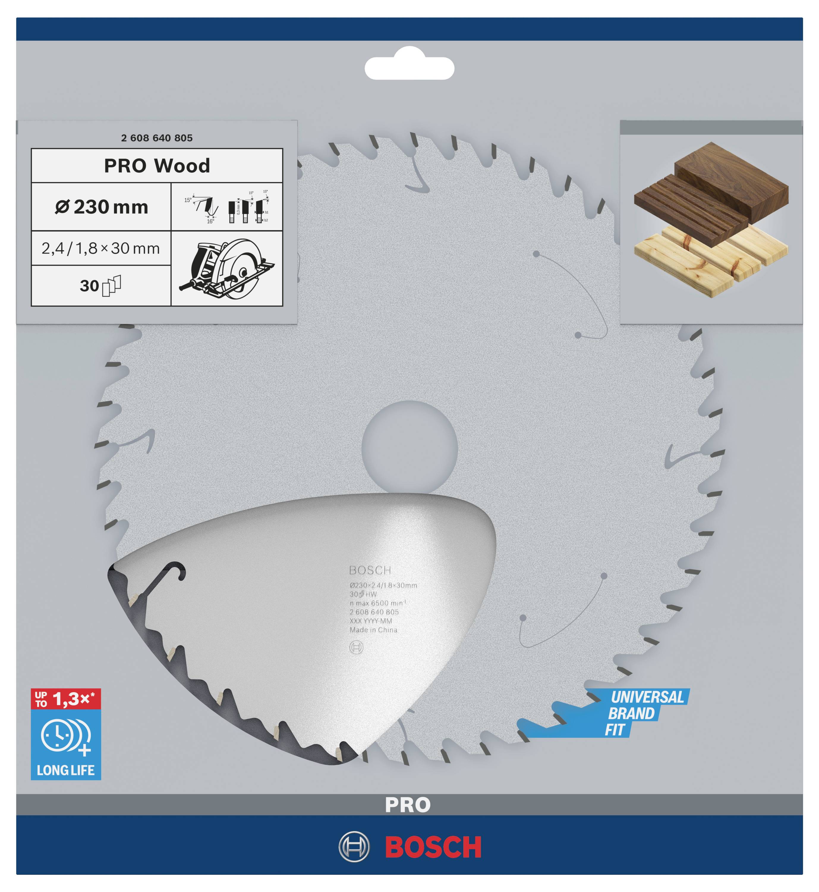 Bosch Accessories Standard for Wood Speed 2608640805 Hartmetall Kreissägeblatt 230 x 30 x 2.6mm Zähneanzahl: 30 1St.