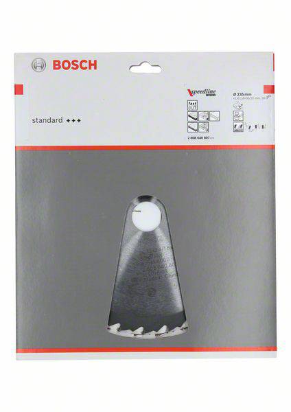 Verpackung eines Bosch Lochsägenblatts mit Standardqualität. Zeigt Größe (Ø 25 mm) und geeignet für Metall- und Holzmaterialien.