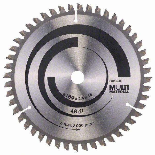 Kreissägeblatt von Bosch für Multi-Materialien, Durchmesser 184 mm, 48 Zähne, maximale Drehzahl 8000 U/min.