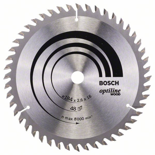 Bosch Accessories Optiline Wood 2608641181 Hartmetall Kreissägeblatt 184 x 16 x 2.6mm Zähneanzahl: 48 1St.