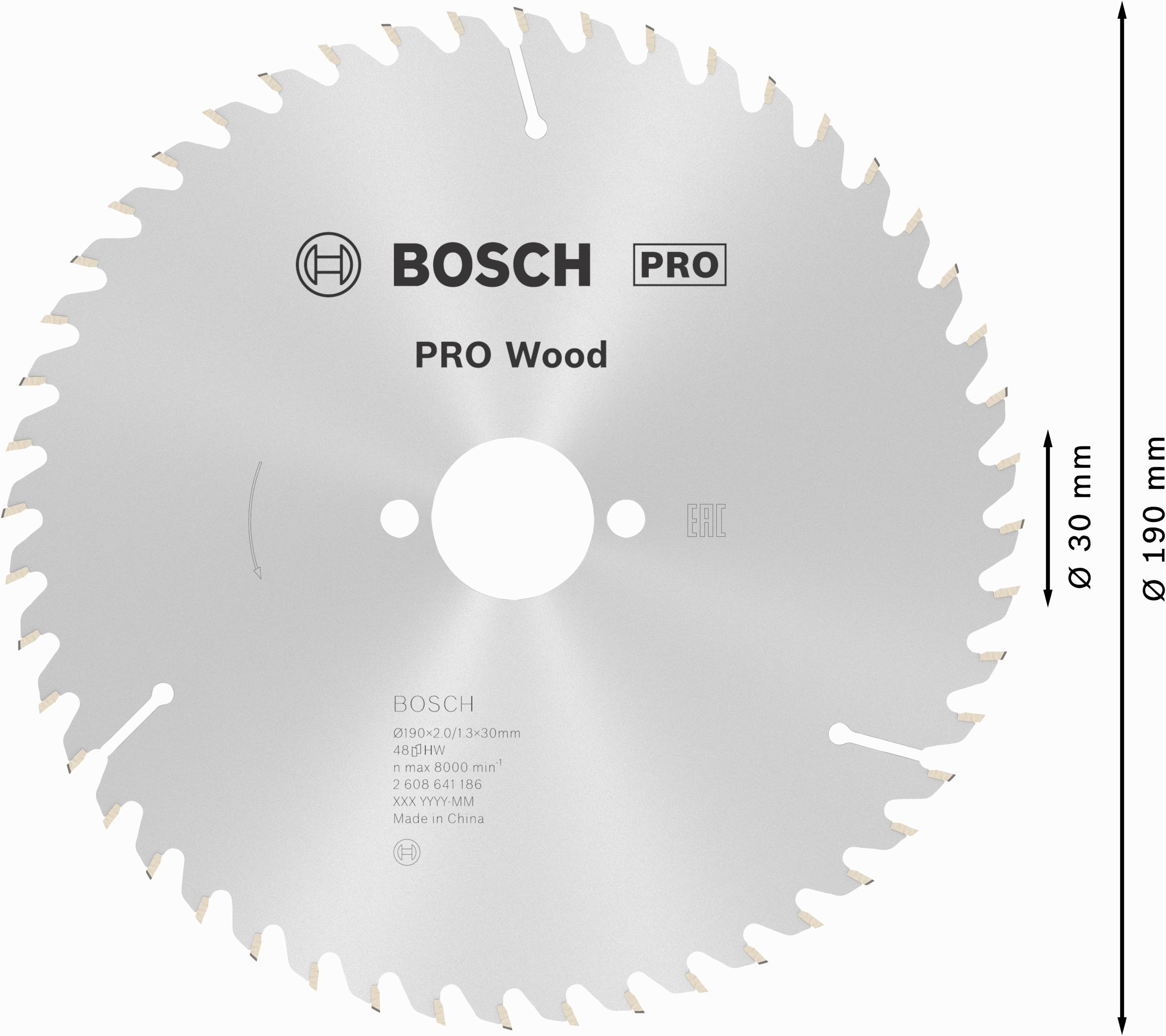 Bosch Accessories Optiline Wood 2608641186 Hartmetall Kreissägeblatt 190 x 30 x 2 mm Zähneanzahl: 48 1 St.