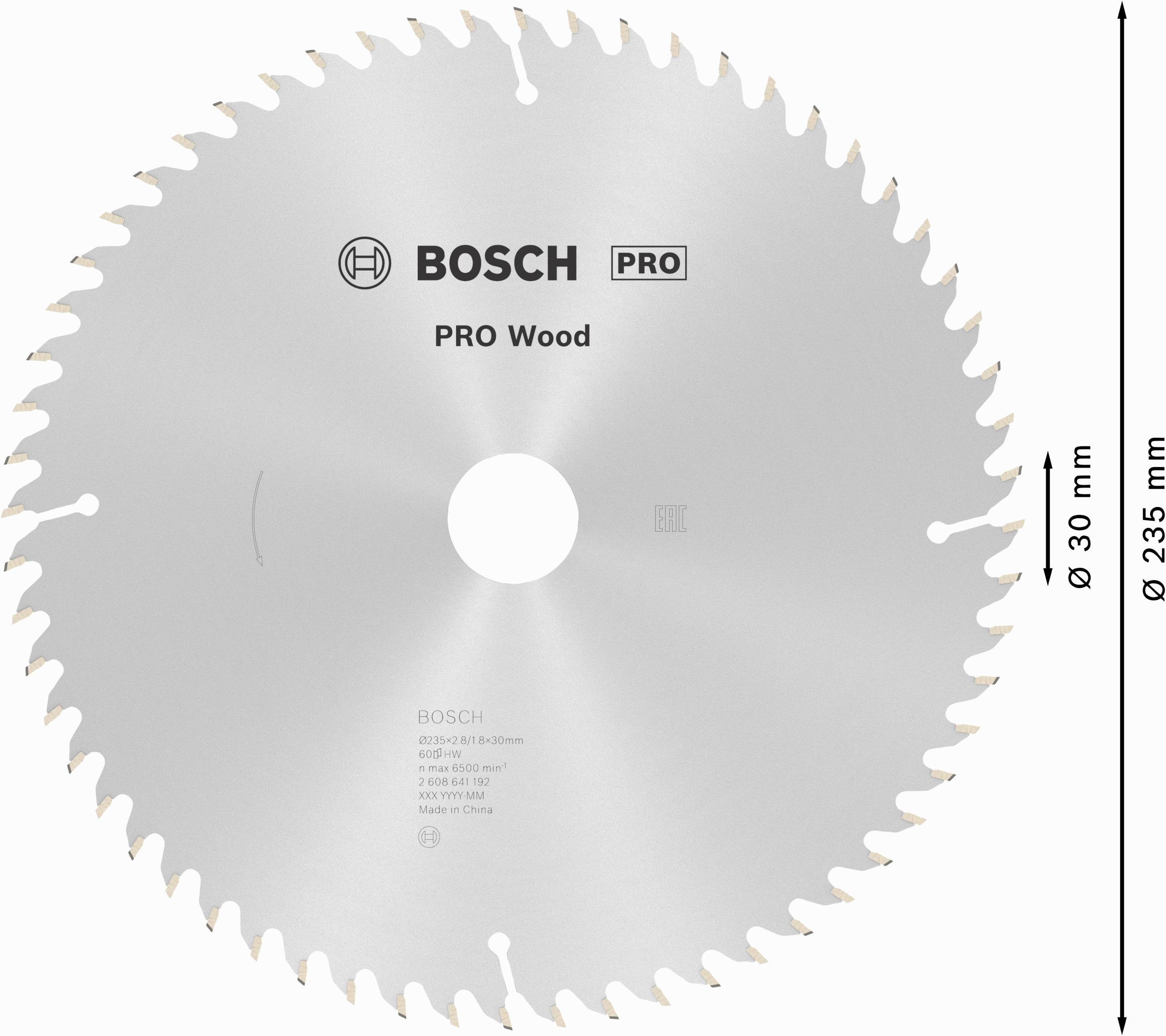 Bosch Accessories Optiline Wood 2608641192 Hartmetall Kreissägeblatt 235 x 30 x 2.8mm Zähneanzahl: 60 1St.