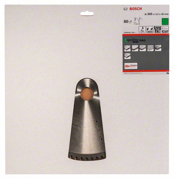 Bosch Accessories Optiline Wood 2608641769 Hartmetall Kreissägeblatt 305 x 30 x 3.2mm Zähneanzahl: 80 1St.