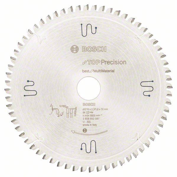 Kreissägeblatt von Bosch, Modell 'Top Precision, Best for MultiMaterial', mit 96 Zähnen und 305 mm Durchmesser, für präzise Schnitte.