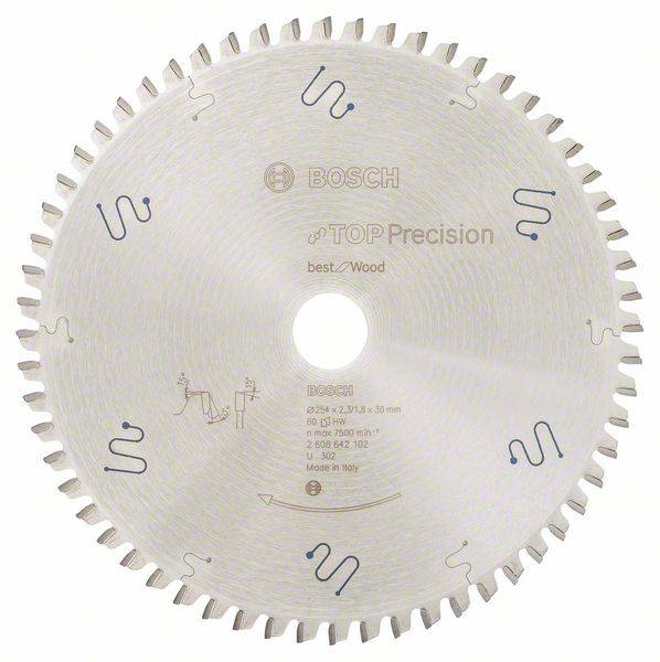 Bosch Accessories Top Precision 2608642102 Hartmetall Kreissägeblatt 254 x 30 x 2.3 mm Zähneanzahl