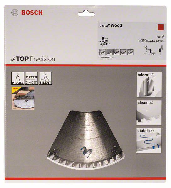 Bosch Accessories Top Precision 2608642102 Hartmetall Kreissägeblatt 254 x 30 x 2.3mm Zähneanzahl: 60 1St.