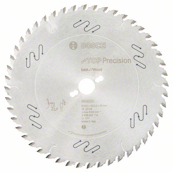 Bosch Kreissägeblatt, Serie Top Precision Best for Wood, mit 80 Zähnen, geeignet für Holzschnitte, Durchmesser 250 mm, Qualität aus Italien.