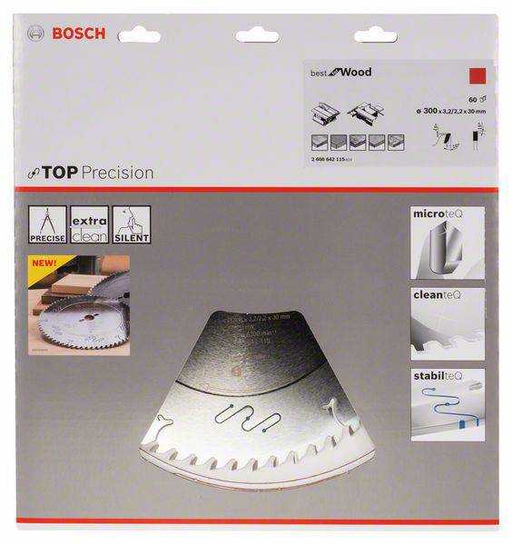 Bosch Accessories Top Precision 2608642115 Hartmetall Kreissägeblatt 300 x 30 x 3.2mm Zähneanzahl: 60 1St.