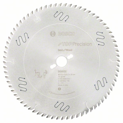 Bosch Accessories Top Precision 2608642118 Hartmetall Kreissägeblatt 315 x 30 x 3.2mm Zähneanzahl: 72 1St. Bosch Accessories Top Precision 2608642118 Hartmetall Kreissägeblatt 315 x 30 x 3.2mm Zähneanzahl: 72 1St.