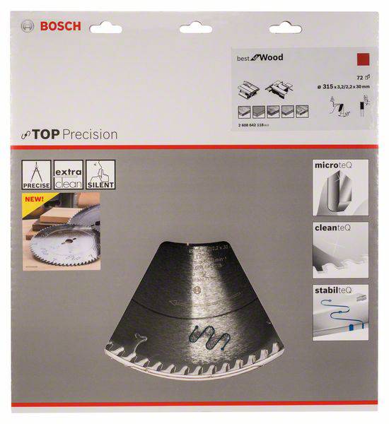 Bosch Accessories Top Precision 2608642118 Hartmetall Kreissägeblatt 315 x 30 x 3.2mm Zähneanzahl: 72 1St.