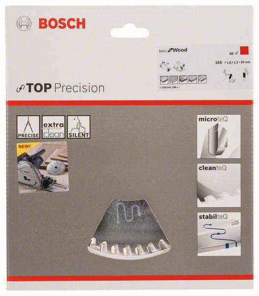 Bosch Accessories Top Precision 2608642384 Kreissägeblatt 165 x 20 x 1.8 mm Zähneanzahl: 48 1 St.