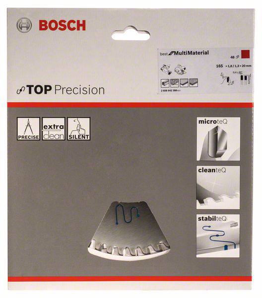 Bosch Accessories Top Precision 2608642388 Kreissägeblatt 165 x 20 x 1.8mm Zähneanzahl: 48 1St.