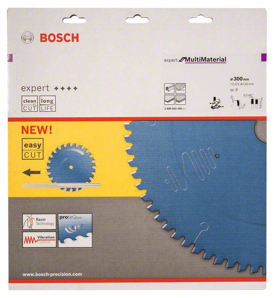 Bosch Kreissägeblatt 'expert for MultiMaterial' für saubere, langlebige Schnitte. Durchmesser: 300 mm. Neue 'easy cut'-Technologie.