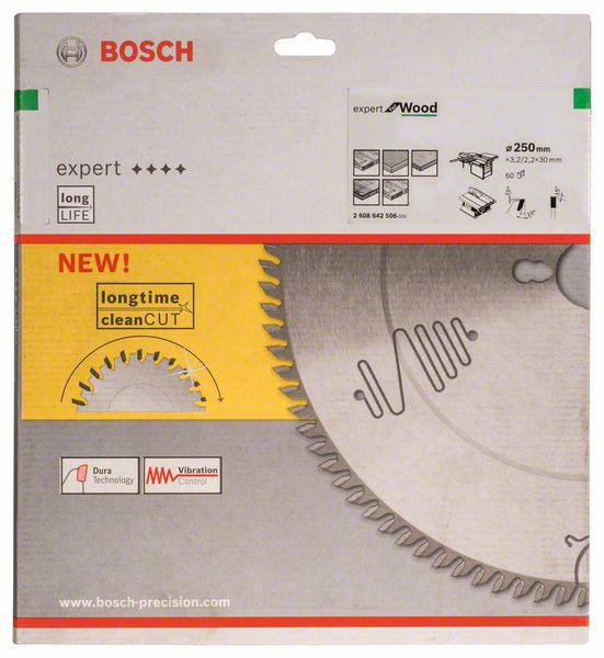 Bosch Accessories Expert for Wood 2608642506 Kreissägeblatt 250 x 30 x 3.2 mm Zähneanzahl: 60 1 St.