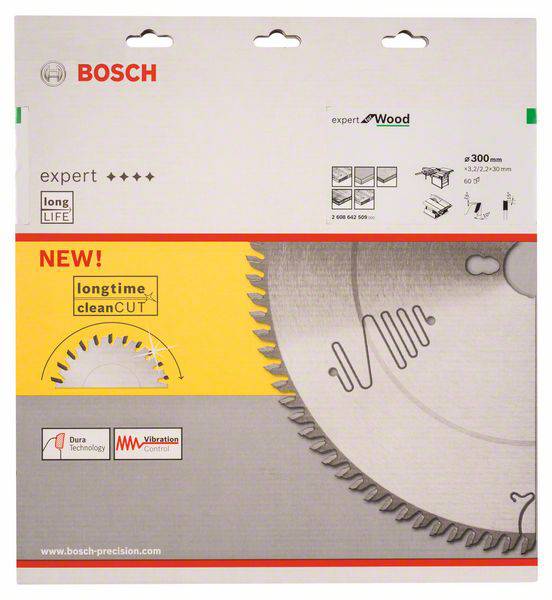 Bosch Accessories Expert for Wood 2608642509 Kreissägeblatt 300 x 30 x 3.2mm Zähneanzahl: 60 1St.