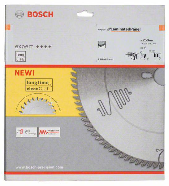 Bosch Accessories Expert for Laminated Panel 2608642516 Kreissägeblatt 250 x 30 x 3.2mm Zähneanzahl: 80 1St.
