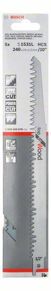 Bosch Accessories 2608650676 Säbelsägeblatt S 1531 L, Top for Wood, 5er-Pack Sägeblatt-Länge 240 mm 5 St.