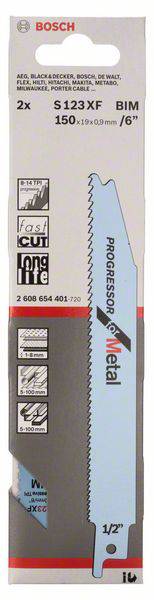 Bosch Accessories 2608654401 Säbelsägeblatt S 123 XF, Progressor for Metal, 2er-Pack Sägeblatt-Länge 150 mm 2 St.
