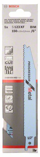 Bosch Accessories 2608654402 Säbelsägeblatt S 123 XF Progressor for Metal, 5er-Pack 5St.