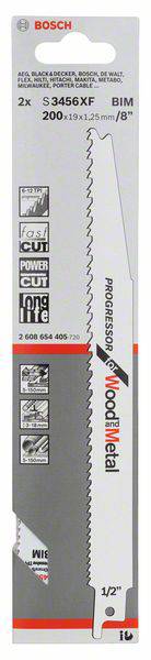 Bosch Accessories 2608654405 Säbelsägeblatt S 3456 XF, Progressor for Wood and Metal, 2er-Pack Sägeblatt-Länge 200 mm 2 St.