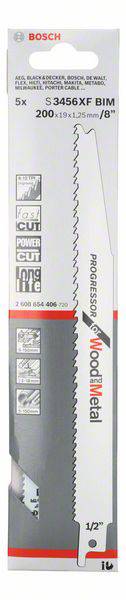Bosch Accessories 2608654406 Säbelsägeblatt S 3456 XF, Progressor for Wood and Metal, 5er-Pack Sägeblatt-Länge 200 mm 5 St.