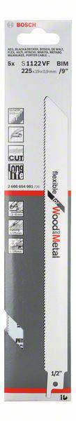 Bosch Accessories 2608654981 Säbelsägeblatt S 1122 VF, Flexible for Wood and Metal, 5er-Pack Sägeb