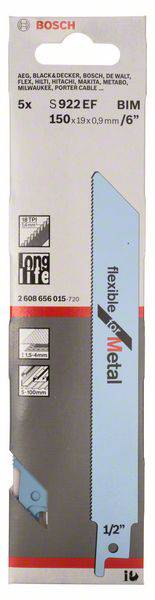 Bosch Accessories 2608656015 Säbelsägeblatt S 922 EF, Flexible for Metal, 5er-Pack 5 St.