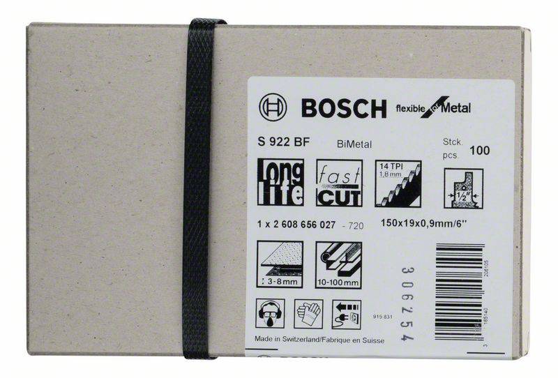 Bosch Accessories 2608656027 Säbelsägeblatt S 922 BF, Flexible for Metal, 100er-Pack 100St.