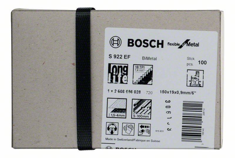 Bosch Accessories 2608656028 Säbelsägeblatt S 922 EF, Flexible for Metal, 100er-Pack 100St.