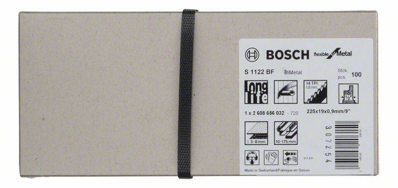 Bosch Accessories 2608656032 Säbelsägeblatt S 1122 BF Flexible for Metal, 100er-Pack 100 St.
