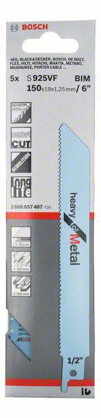 Bosch Accessories 2608657407 Säbelsägeblatt S 925 VF, Heavy for Metal, 5er-Pack 5 St.