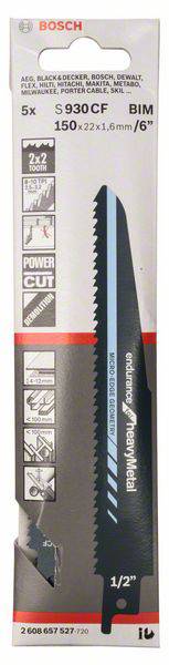Bosch Accessories 2608657527 Säbelsägeblatt S 930 CF, Endurance for Heavy Metal, 5er-Pack 5 St.