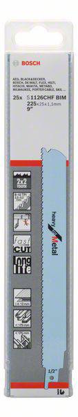 Bosch Accessories 2608657555 Säbelsägeblatt S 1126 CHF, Heavy for Metal, 25er-Pack 25St.