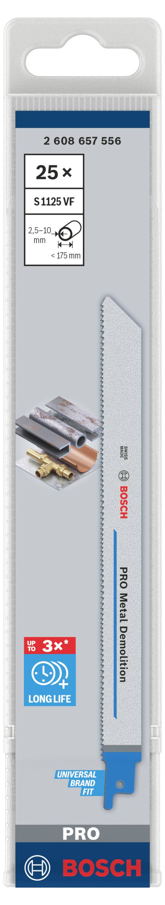 Bosch Accessories 2608657556 Säbelsägeblatt S 1125 VF, Heavy for Metal, 25er-Pack 25St.