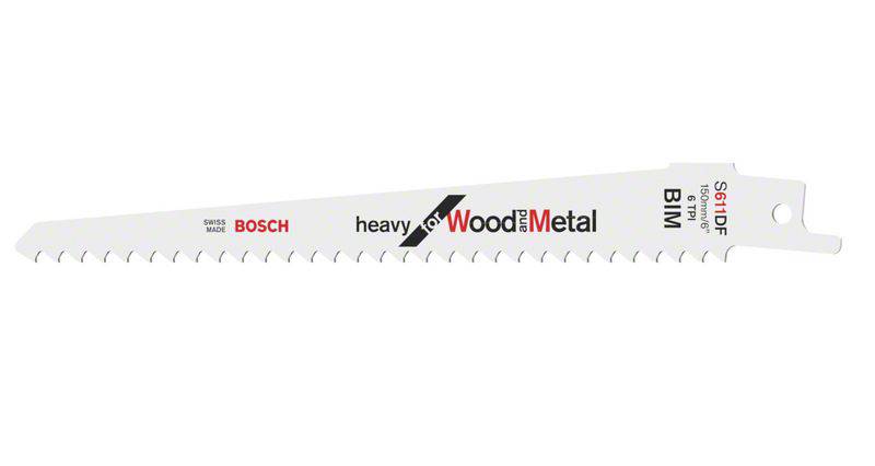 Säbelsägeblatt für Holz und Metall von Bosch, Modell S611DF, mit grober Verzahnung und BIM Beschichtung.