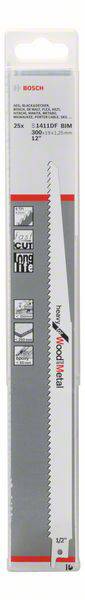 Bosch Accessories 2608657562 Säbelsägeblatt S 1411 DF, Heavy for Wood and Metal, 25er-Pack Sägeblatt-Länge 300mm 25St.