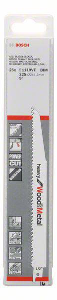 Bosch Accessories 2608657611 Säbelsägeblatt S 1110 VF Heavy for Wood and Metal, 25er-Pack Sägeblatt-Länge 225mm 25St.