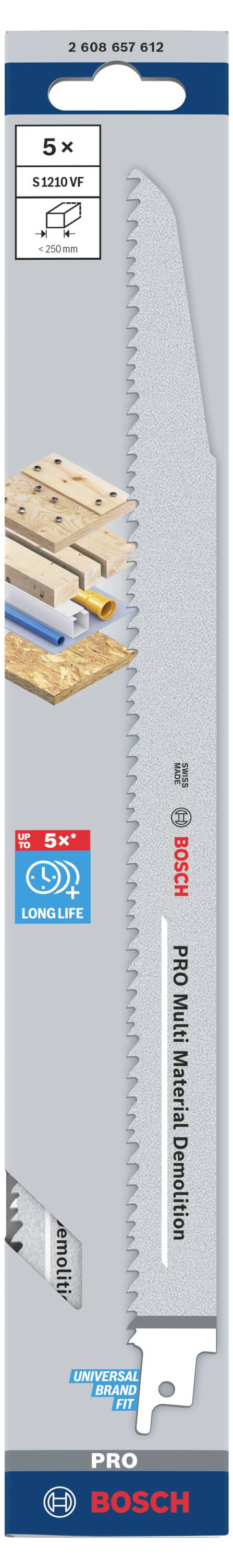 BOSCH Sägeblätter für Holz und Metall, 5 Stück, geeignet für saubere, schnelle Schnitte in Holz und Metall, langlebig.